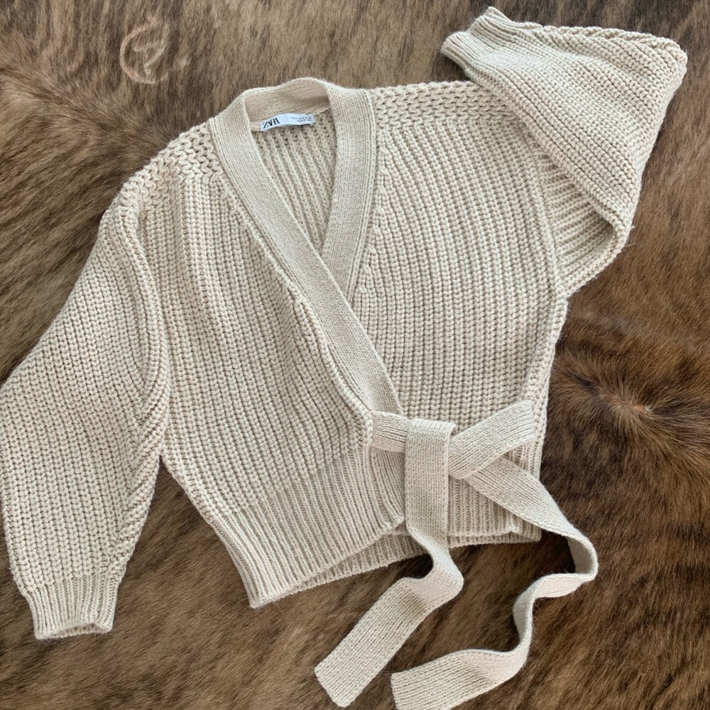 Zara Cropped Wrap Sweater.